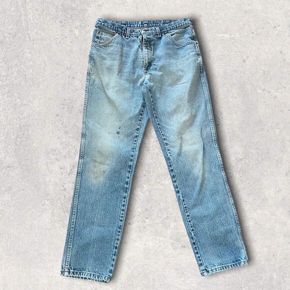 Lands' End Other - VINTAGE LANDS END STRAIGHT CUT LIGHT WASH DAD DENIM BLUE JEANS 34